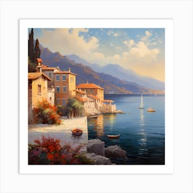 Enchanting Echoes: Watercolour Splendor of Positano Art Print