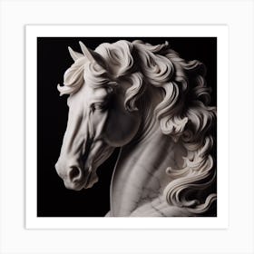 White Marble Horse Art Print