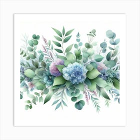 Watercolor Floral Border 1 Art Print