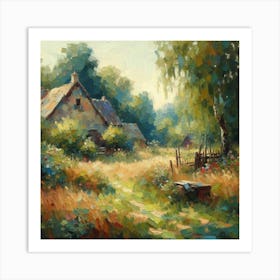 East Europe Countryside, Acrylic Painting Style Art Print