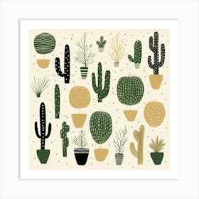 Rizwanakhan Simple Abstract Cactus Non Uniform Shapes Petrol 81 Art Print