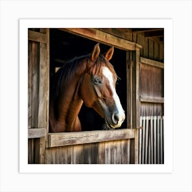 Head Purebred Equestrian Beauty Window Horse Shed Rural Farm Photo Horizontal Mare Hobby (2) Art Print