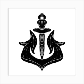 Anchor print linocut stylized Art Print