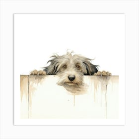 Dog Peeking Over Fence 2 Art Print