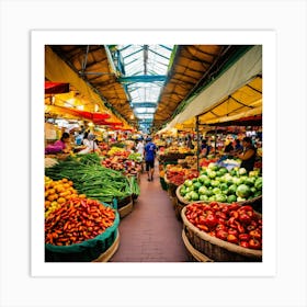 Fruit And Vegetable Market Art Print