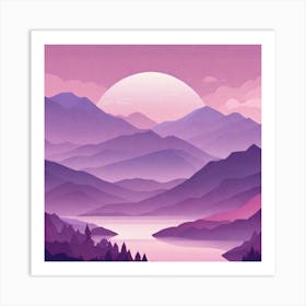 Misty mountains background in purple tone 109 Art Print