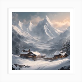 Winter Village Art Print