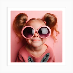 Cute Little Girl Wearing Sunglasses Art Print