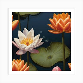 The Magic of the Floating Water Lily: The Beauty of Serene Nature"** "A depiction that highlights the lotus flower as an icon of purity and inner peace Art Print