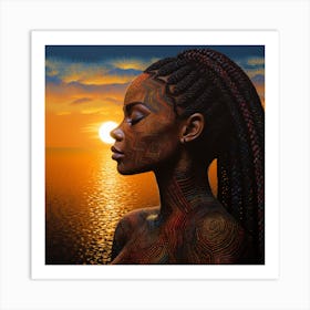 Afro-American Woman At Sunset 3 Art Print