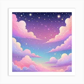 Sky With Twinkling Stars In Pastel Colors Square Composition 55 Art Print