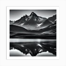 Mountain Peaks Reflected In A Lake 1 Art Print