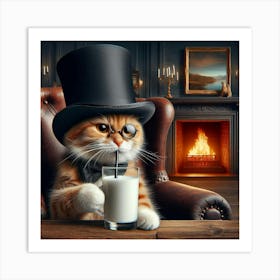 Cat In Top Hat 5 Art Print