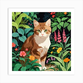 Cat In The Garden 11 Art Print