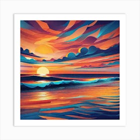 Sunset At The Beach 108 Art Print