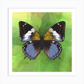 Mechanical Butterfly The Charaxes Smaragdalis F On A Green Background Art Print