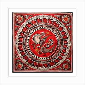 Red And Black Painting Madhubani Painting Indian Traditional Style Art Print