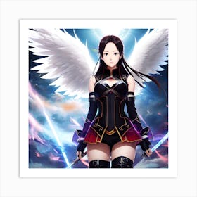 Anime Girl With Wings Art Print