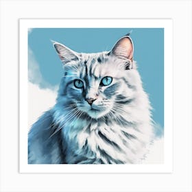 Cat With Blue Eyes 1 Art Print