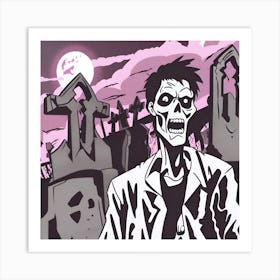 Skeleton In The Graveyard 1 Art Print