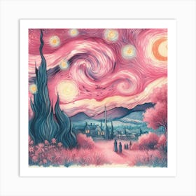 Starry Night In Pink Art Print