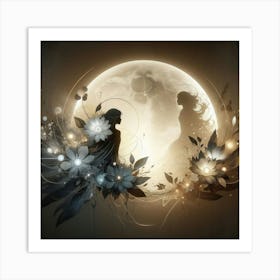 Cat silhouette in the moonlight 1 Art Print