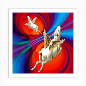 Sheep - colors - to fly - universe - photo montage Art Print