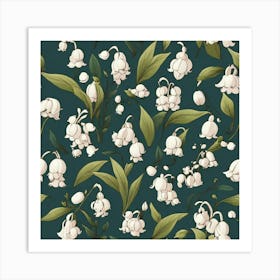 Flowers of Lilies of the valley, Vector art Art Print