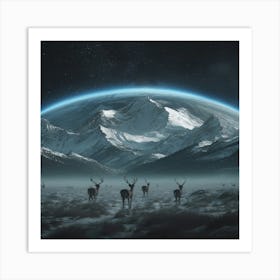 A Mountain Landscape In Space Art Print