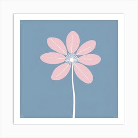 A White And Pink Flower In Minimalist Style Square Composition 130 Art Print