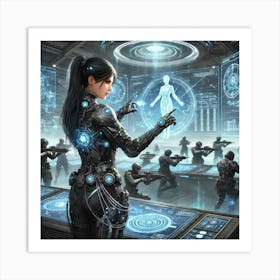 A Highly Detailed Science Fiction Illustration Of Technological Mentor Affiche