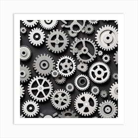 Gears On A Black Background 13 Art Print