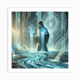 Cascade Guardian Water Insight Sci Fi Art Print