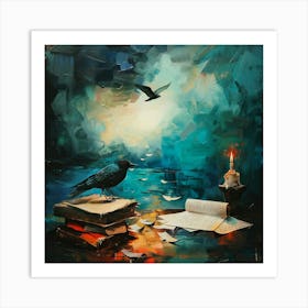 Crow And Book Art Print