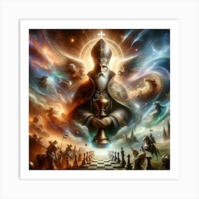 Cosmic Checkmate: The Divine Gambit Art Print