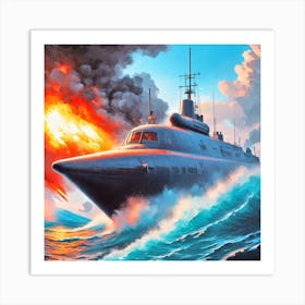 Submarine In The Ocean 3 Art Print