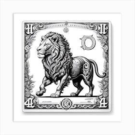 Lion Motif Vintage Art Art Print