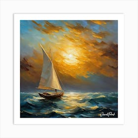 Sailboat At Sunset Art Print