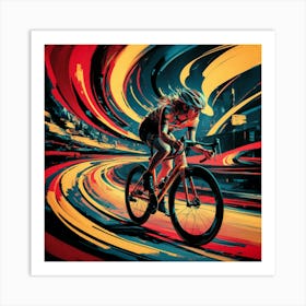 Velocity in Motion: Urban Cyclist's Journey Art Print