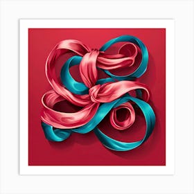 Vector Decorative Ornamental Ribbon Bow Curled Twisted Elegant Delicate Stylish Adorned F (7) Art Print