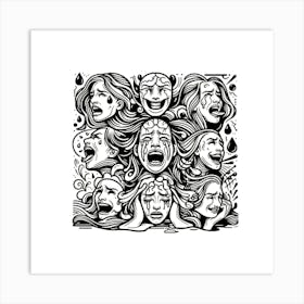 Crying Women Art Print