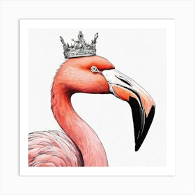 Flamingo With Crown 1 Art Print