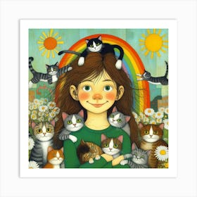 Rainbow Cats Art Print