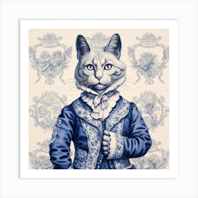 Royal Cats Delft Tile Illustration 4 Art Print