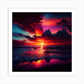 Sunset Over The Ocean 1 Art Print