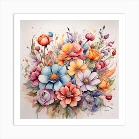 Watercolor Flowers 2 Art Print