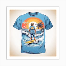 Surfer On A Surfboard Art Print