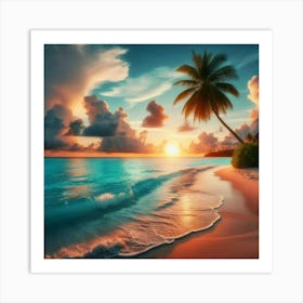 The Lonely Palm Tree Beach Art Print