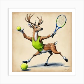 Tennis Deer 1 Art Print