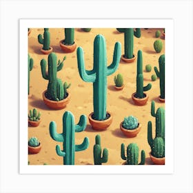 Cactus In The Desert 3 Art Print